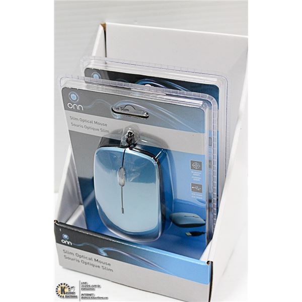 LOT OF 2 ONN SLIM OPTICAL MOUSE