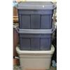 Image 1 : LOT OF 3 PLASTIC STORAGE TOTES