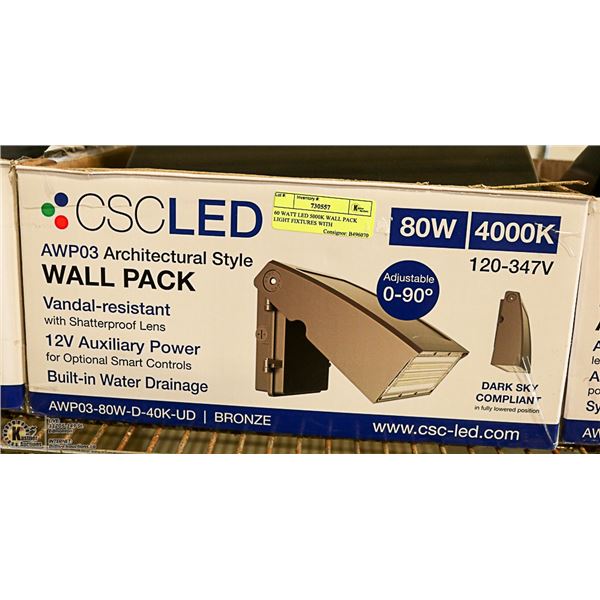 60 WATT LED 5000K WALL PACK LIGHT FIXTURES WITH