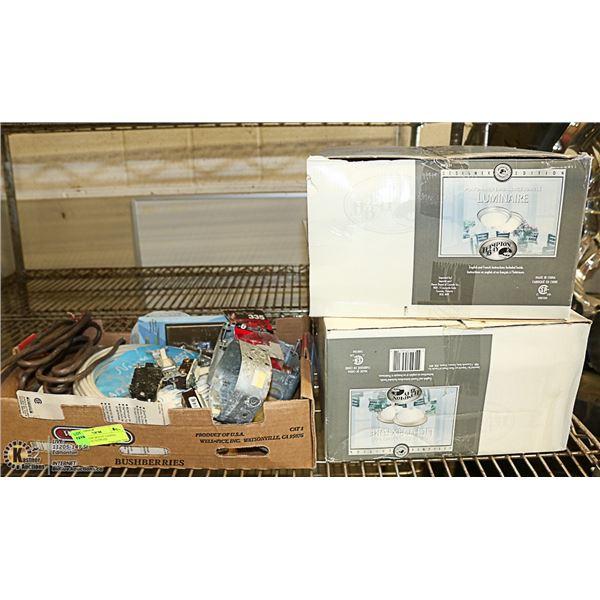 2 NEW FLUSH MOUNT LIGHTS+ ELECTRICAL SUPPLIES