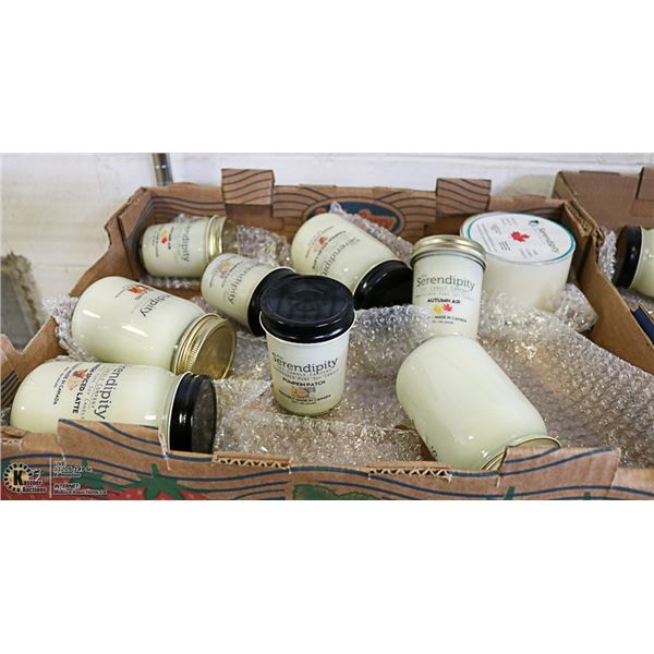 LARGE FLAT OF ASSORTED SCENTED SOY CANDLES