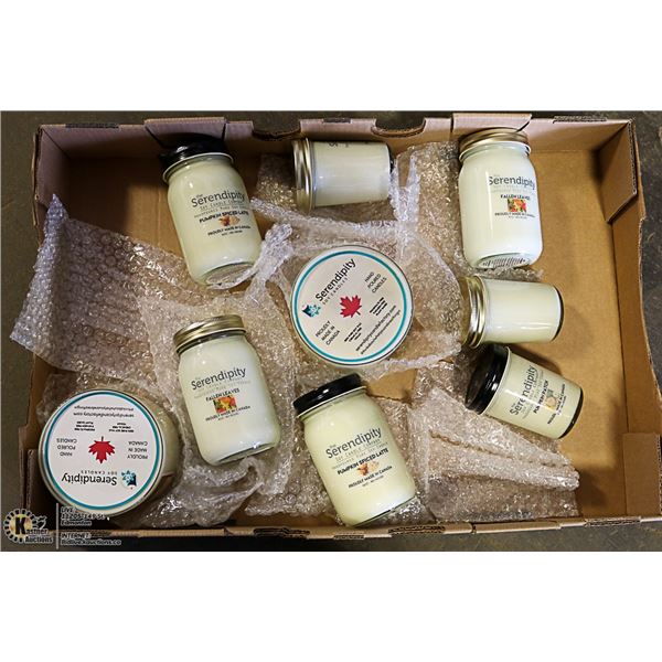 LARGE FLAT OF ASSORTED SCENTED SOY CANDLES
