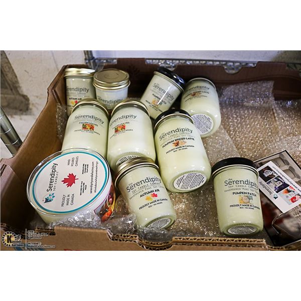 LARGE FLAT OF ASSORTED SCENTED SOY CANDLES