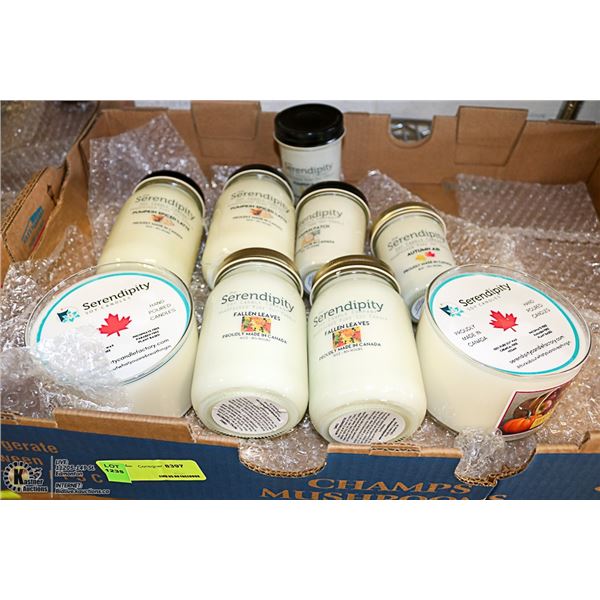 LARGE FLAT OF ASSORTED SCENTED SOY CANDLES