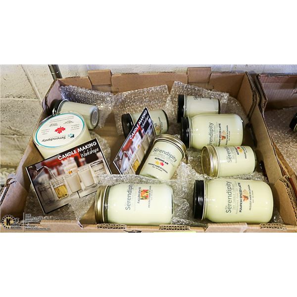 LARGE FLAT OF ASSORTED SCENTED SOY CANDLES