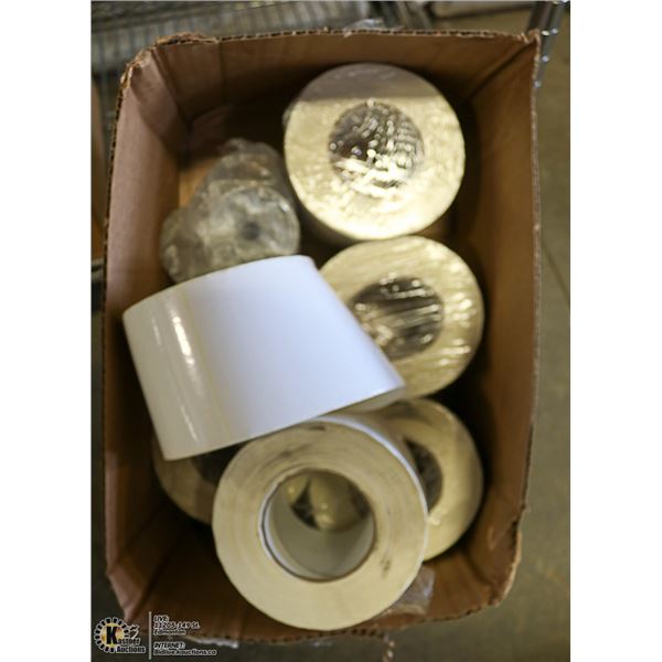 BOX WITH ROLLS OF LABELS