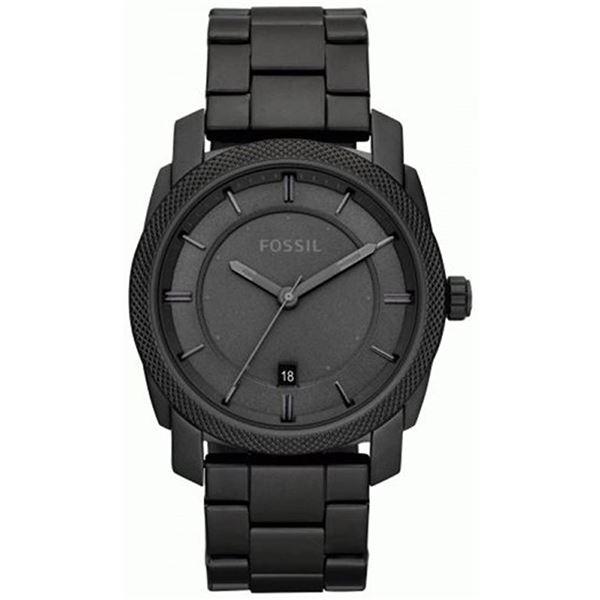 NEW FOSSIL JET BLACK DIAL ST STEEL 42MM WATCH