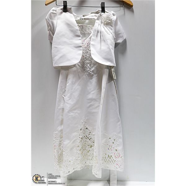 NEW - KIDS SZ 6, WHITE FORMAL. WEDDING