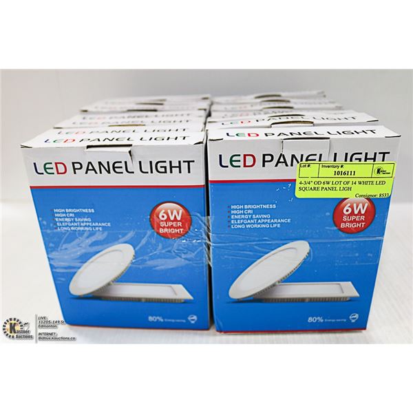 4-3/4" OD 6W LOT OF 14 WHITE LED ROUND PANEL LIGHT