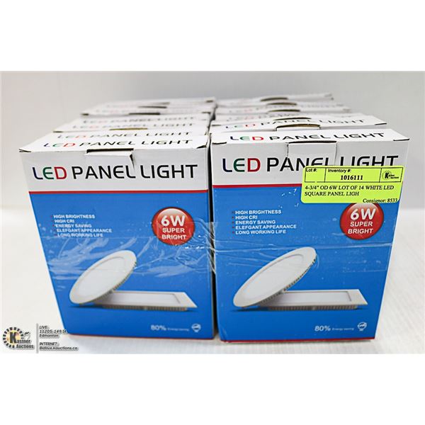 4-3/4" OD 6W LOT OF 14 WHITE LED SQUARE PANEL LIGH