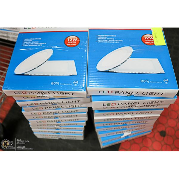 6-3/4" OD 12W LOT OF 24 WHITE LED SQUARE PANEL