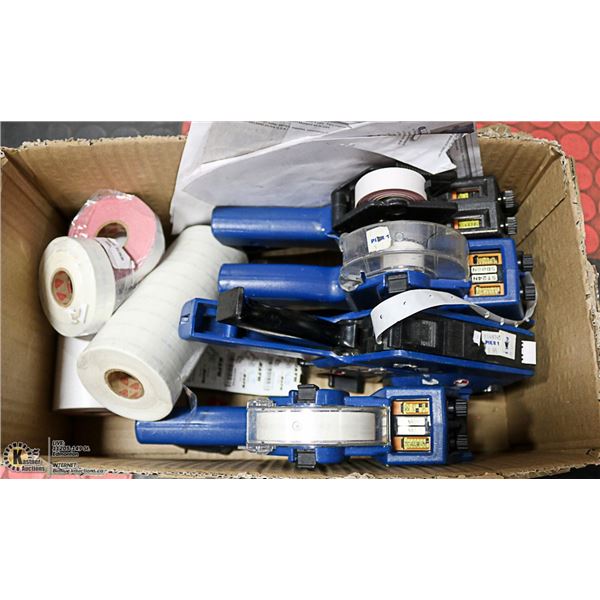 LOT OF 4 AVERY PRICING GUNS WITH LABELS, MANUAL