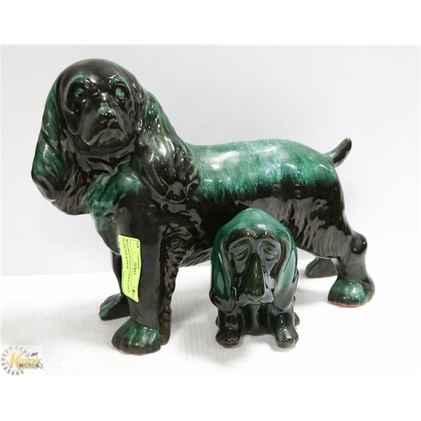 BLUE MOUNTAIN POTTERY LARGE FLOOR DOG & BANK