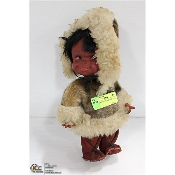 INUIT DOLL WITH SEAL SKIN PARKA