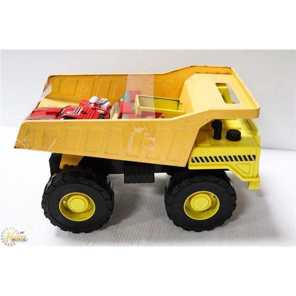 LARGE INDUSTRIAL LOADER WITH 6 TONKA VEHICLES