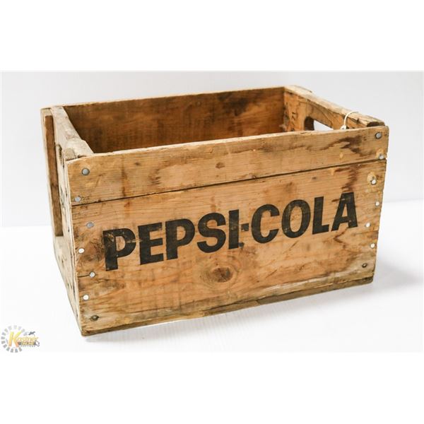 PEPSI COLA VINTAGE WOOD CRATE-MADE IN MONTREAL