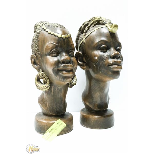 LOT OF 2  AFRICAN HEADS