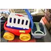 Image 1 : 2 KIDS PULL ALONG WAGONS + 1 TOY PET CARRIER