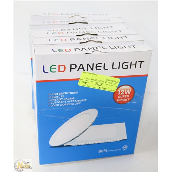 LOT OF 6 LED PANEL LIGHT 12 W SUPER BRIGHT