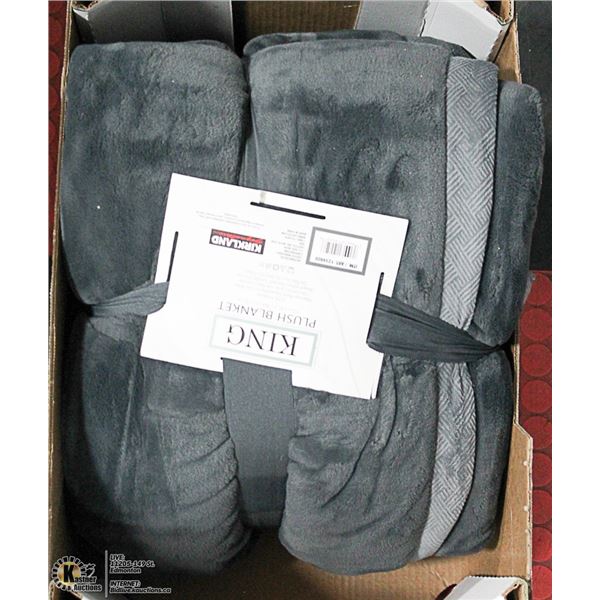 KIRKLAND KING PLUSH BLANKET 102" X 92"