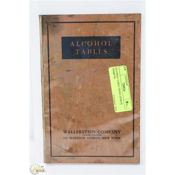 ALCOHOL TABLE FROM APPROX 1940'S