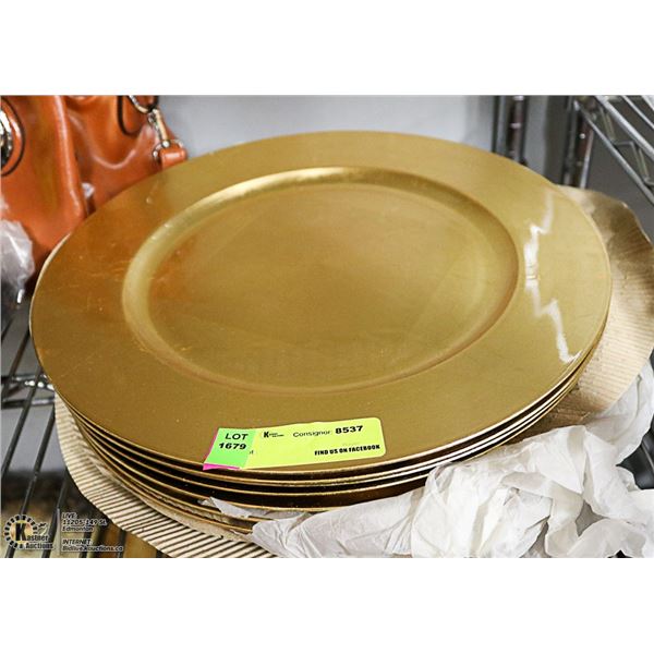 STACK OF GOLDTONE PLATES