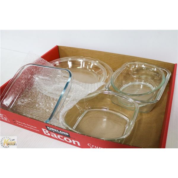 4 PYREX PIE PLATES/ CASSEROLE DISHES + 2 NON PYREX