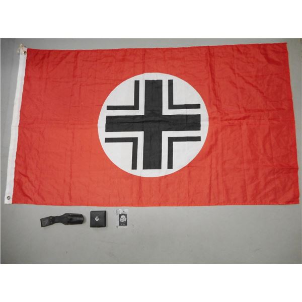 WWII GERMAN ERA FLAG AND FROG