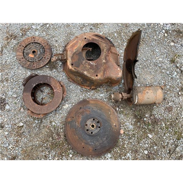 1, FLYWHEEL COVER COMPLETE WITH SIX VOLT STARTER, 1, FLYWHEEL WITH RING GEAR, 1, BELL HOUSING, 1, TH