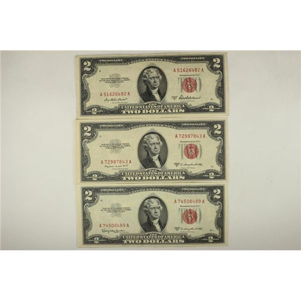 1953-A, 1953-B & 1953-C $2 RED SEAL NOTES