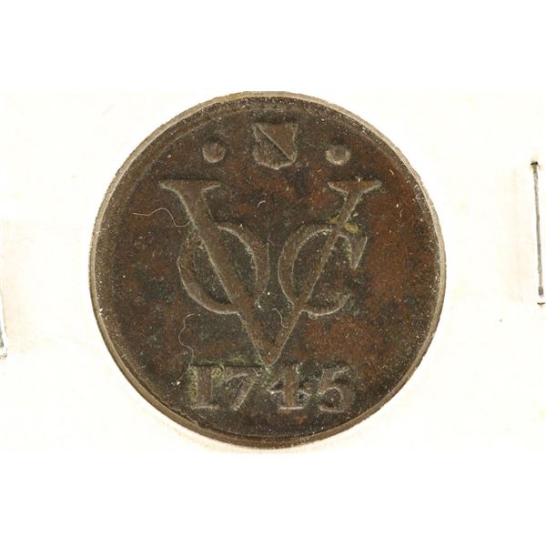 1745 VOC NETHERLANDS 1 DUIT COIN