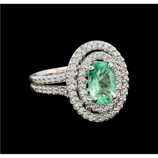 1.50 ctw Emerald and Diamond Ring - 14KT White Gold