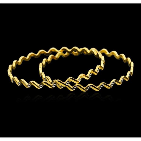 22KT Two-Tone Gold Fancy Bangle Bracelets