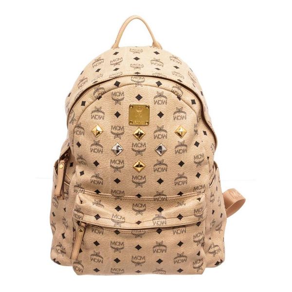 MCM Cream Visetos Coated Canvas GM Backpack