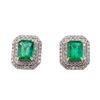 Image 1 : 3.14 ctw Emerald and Diamond Earrings - 14KT Yellow Gold