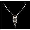 Image 1 : 15.20 ctw Kunzite and Diamond Necklace - 18KT White Gold