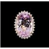 Image 2 : 33.17 ctw Kunzite and Diamond Ring - 14KT Rose Gold