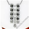 Image 1 : 18kt White Gold 1.15 ctw Black Onyx and Diamond Flower Dangle Pendant Necklace