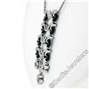 Image 4 : 18kt White Gold 1.15 ctw Black Onyx and Diamond Flower Dangle Pendant Necklace