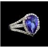 Image 1 : 18KT White Gold 3.62 ctw Tanzanite and Diamond Ring