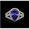 Image 2 : 18KT White Gold 3.62 ctw Tanzanite and Diamond Ring