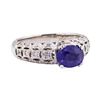 Image 1 : 2.02 ctw Blue Sapphire And Diamond Ring - 18KT White Gold
