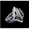 Image 3 : 14.21 ctw Sapphire and Diamond Ring - 18KT White Gold GIA Certified