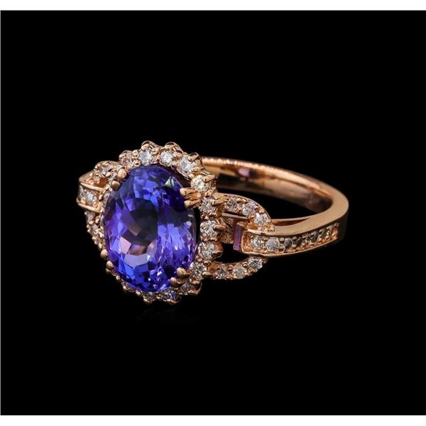 3.59 ctw Tanzanite and Diamond Ring - 14KT Rose Gold