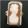 Image 2 : Antique 14kt White Gold Bezel Set Rectangular Carved Shell Cameo Ring