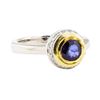 Image 1 : 1.30 ctw Blue Sapphire and Diamond Ring - 18KT White and Yellow Gold