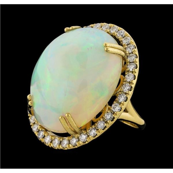 25.20 ctw Opal and Diamond Ring - 14KT Yellow Gold