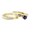Image 3 : 1.54 ctw Blue Sapphire And Diamond Ring And Band - 14KT Yellow Gold