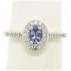 Image 4 : NEW Petite 14K Yellow Gold 0.50 ctw Oval Cut Tanzanite Ring w/ Round Diamond Hal