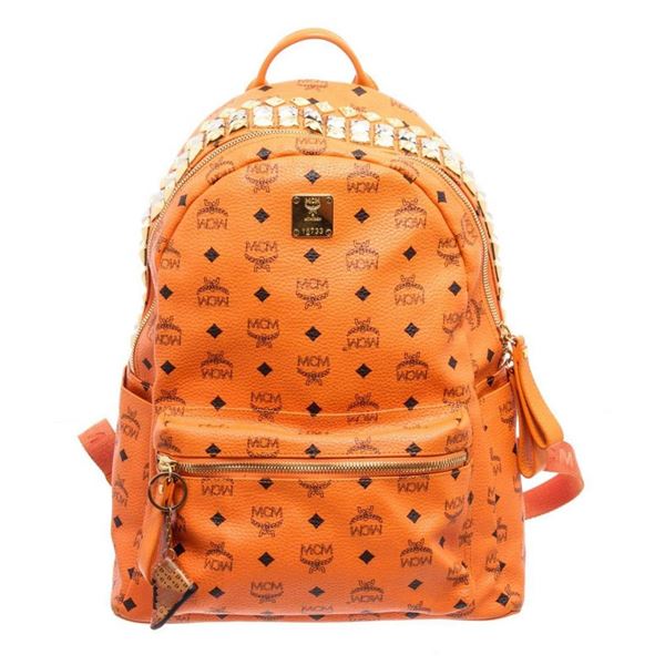 MCM Orange Canvas GM Backpack